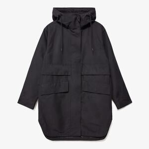 NEW! EVERLANE black nylon anorak long rain and wind jacket Size XS